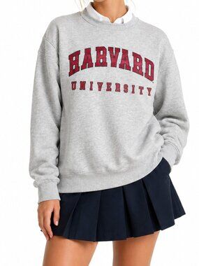 Clockhouse Harvard University Women Small Gray Glitter Graphic Sweatshirt Preppy
